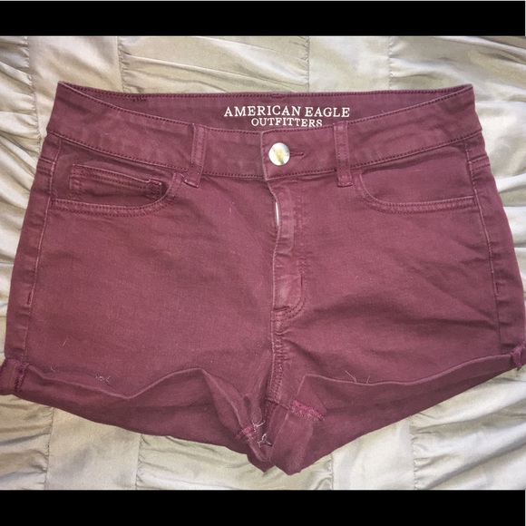 American Eagle Outfitters Pants - American Eagle High Rise Maroon Shorts size 8